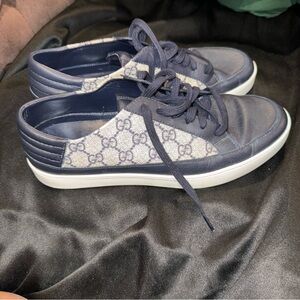 Gucci Men's Low Top Leather Sneakers Navy Blue Sz.9